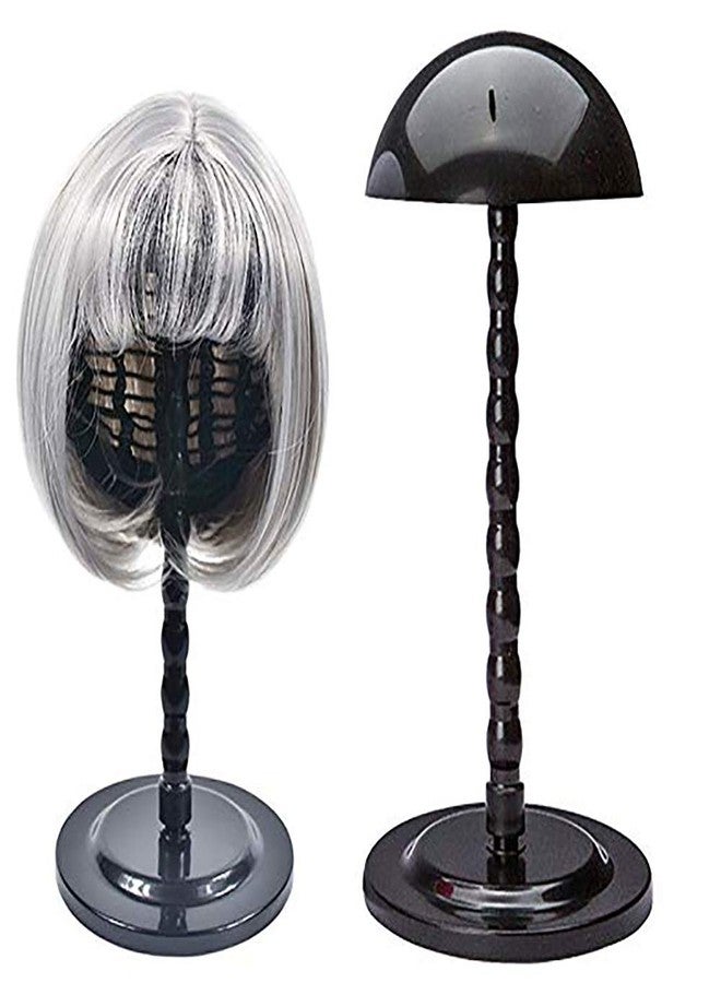 KDOSP Wig Stand Plastic Hat Display Wig Head Holders Mannequin Head/Stand Portable Wig Stand Use Hat For Styling Drying Display Black Plastic wigstand (Black) - Image 1